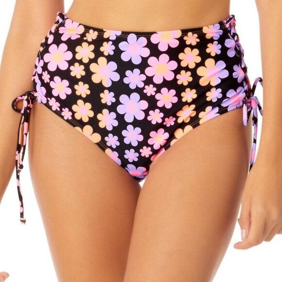 Salt + Cove Juniors' Side-Lace-Up High Waist Bikini Bottoms Black Size M Swim - Picture 1 of 4
